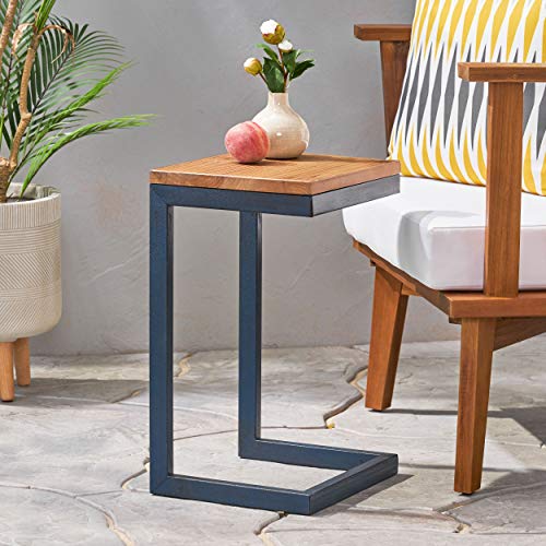 Christopher Knight Home Caspian Outdoor Firwood C Shaped Table, Antique Finish, Small