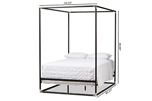 Baxton Studio Eva Queen Metal Canopy Bed in Black