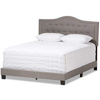Baxton Studio Emerson Tufted Queen Low Profile Bed in Light Gray
