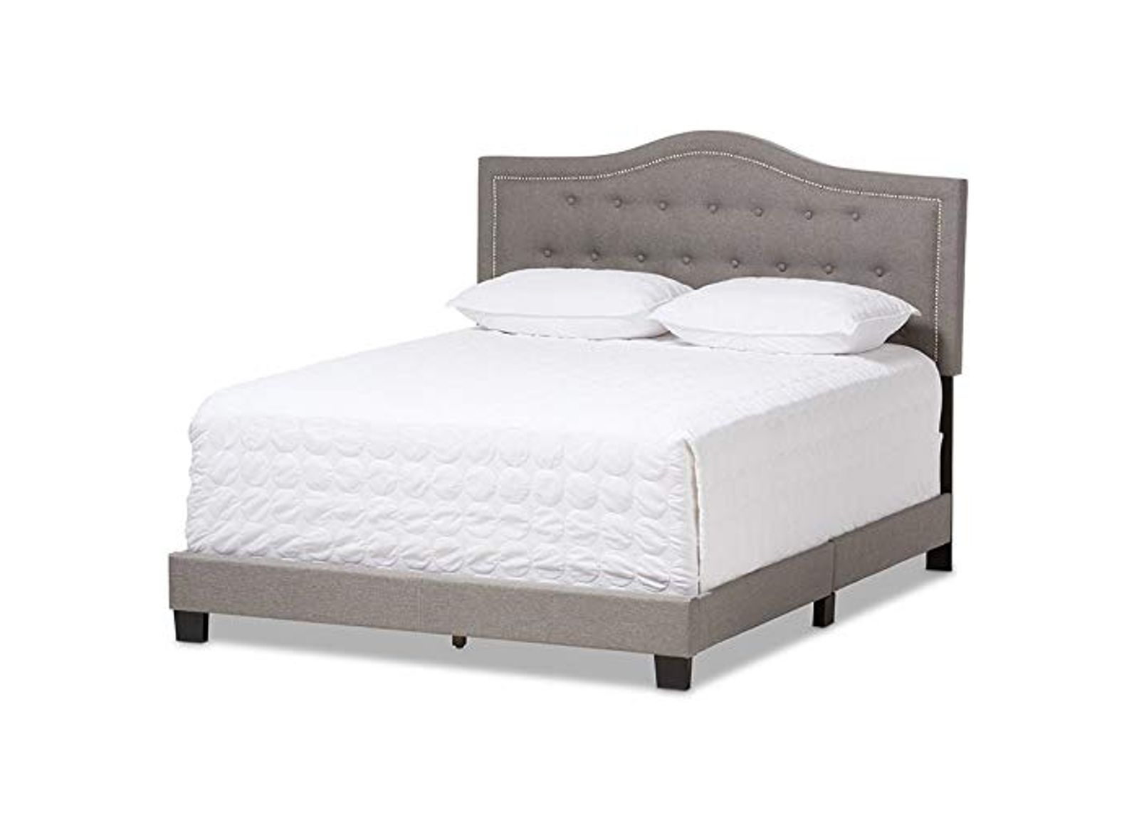 Baxton Studio Emerson Tufted Queen Low Profile Bed in Light Gray