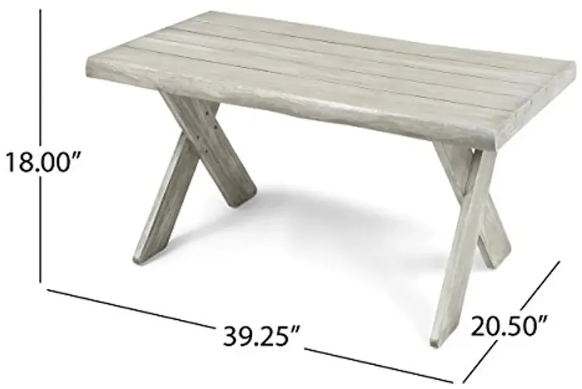 Great Deal Furniture Christopher Knight Home Irene Outdoor Acacia Wood Coffee Table, Sandblast Light Grey