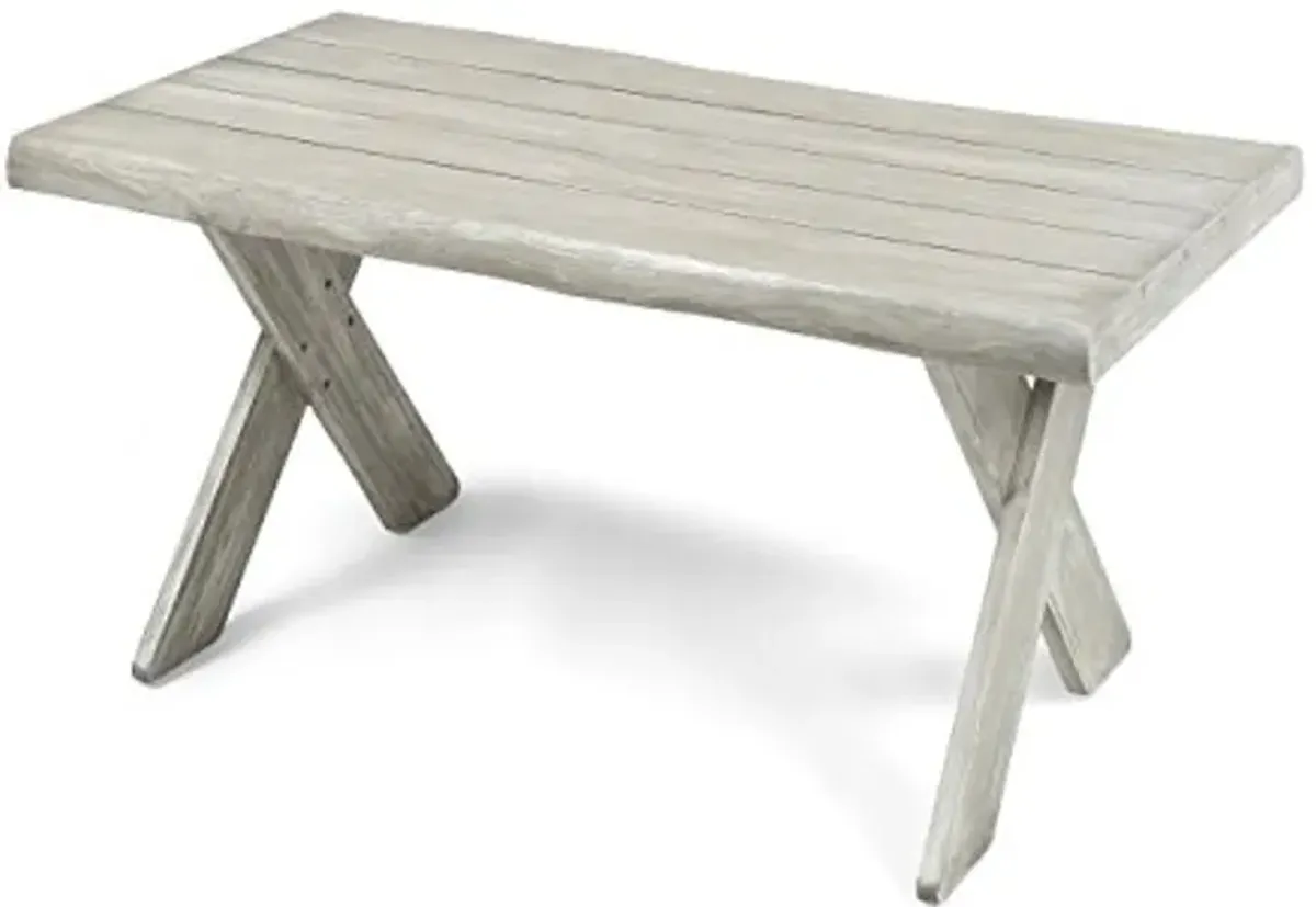 Great Deal Furniture Christopher Knight Home Irene Outdoor Acacia Wood Coffee Table, Sandblast Light Grey