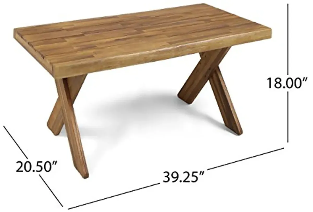 Christopher Knight Home Irene Outdoor Acacia Wood Coffee Table, Sandblast Teak Finish