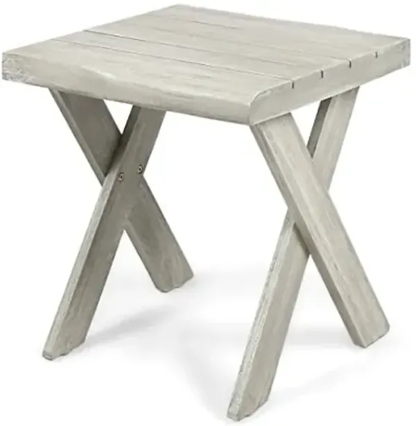 Christopher Knight Home Irene Outdoor Acacia Wood Side Table, Sandblast Light Grey