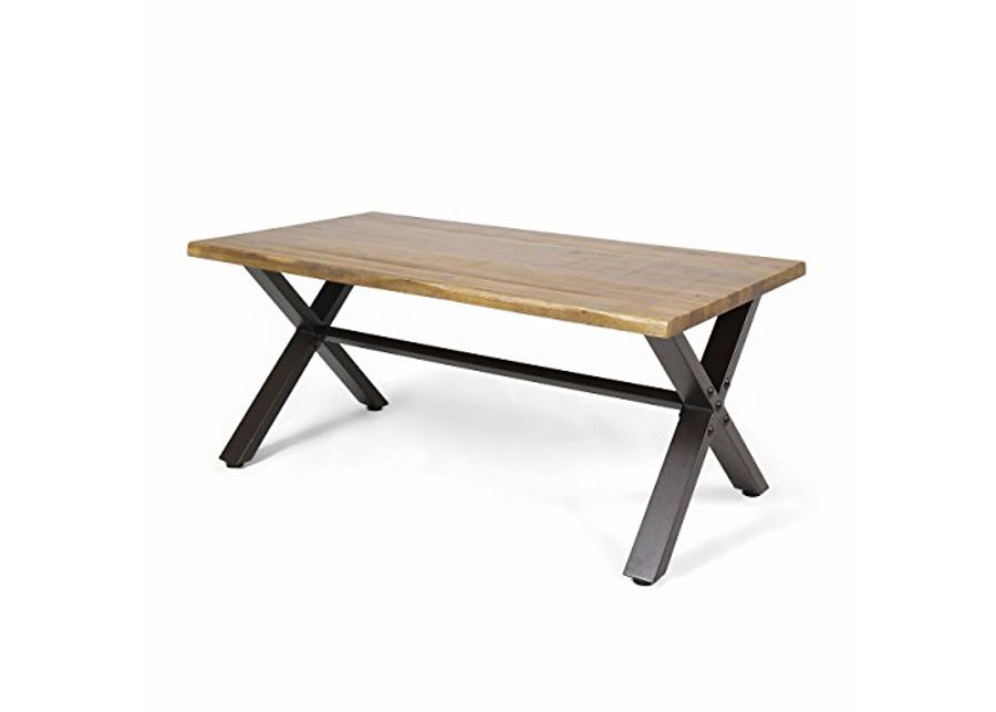 Christopher Knight Home Sanibel Outdoor Acacia Wood Coffee Table, Teak Finish / Rustic Metal