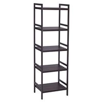 SONGMICS Adjustable Storage Shelf Rack, 5-Tier Multifunctional Shelving Unit Stand Tower, Bookcase for Bathroom Living Room Kitchen 17.7 x 12.4 x 55.9 inches, Holds up to 132 lb, Brown UBCB75BR