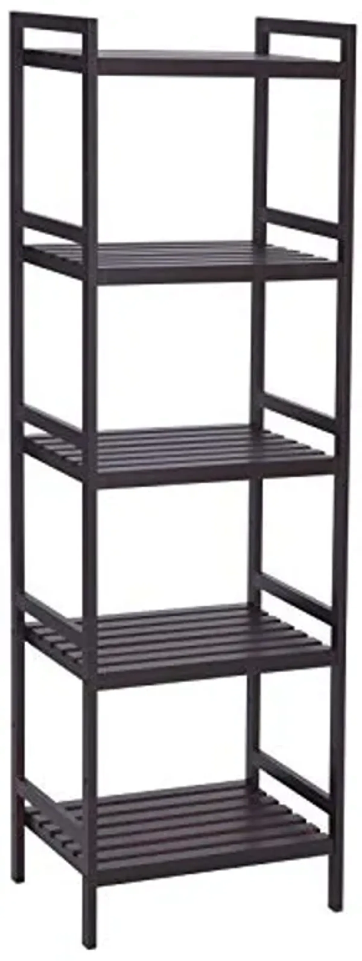 SONGMICS Adjustable Storage Shelf Rack, 5-Tier Multifunctional Shelving Unit Stand Tower, Bookcase for Bathroom Living Room Kitchen 17.7 x 12.4 x 55.9 inches, Holds up to 132 lb, Brown UBCB75BR