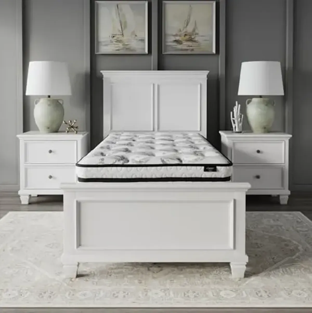 Signature Design by Ashley Twin Size Chime 8 Inch Medium Firm Innerspring Mattress with Pressure Relief Quilt Foam, Fiberglass Free, Mattress In A Box