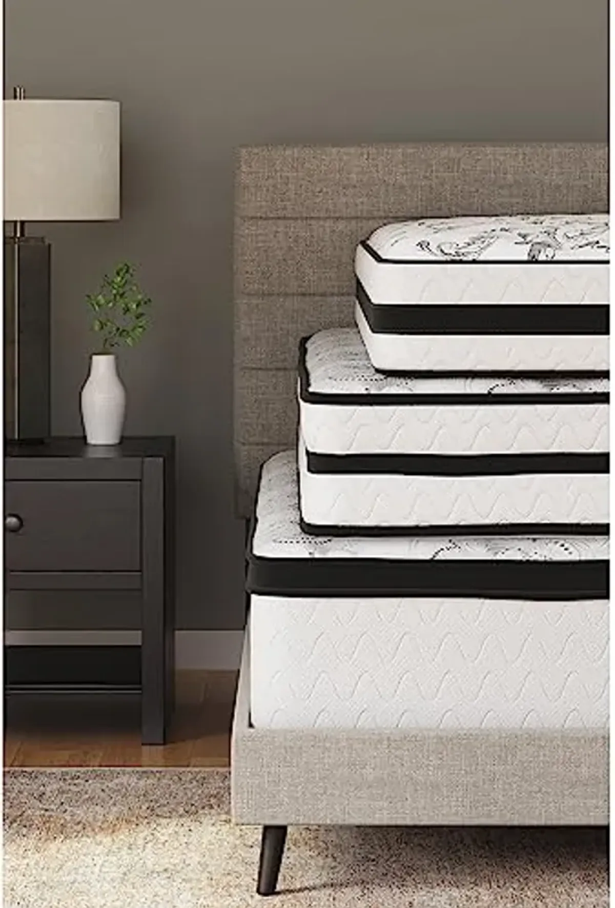 Signature Design by Ashley Queen Size Chime 10 Inch Medium Firm Hybrid Mattress with Cooling Gel Memory Foam