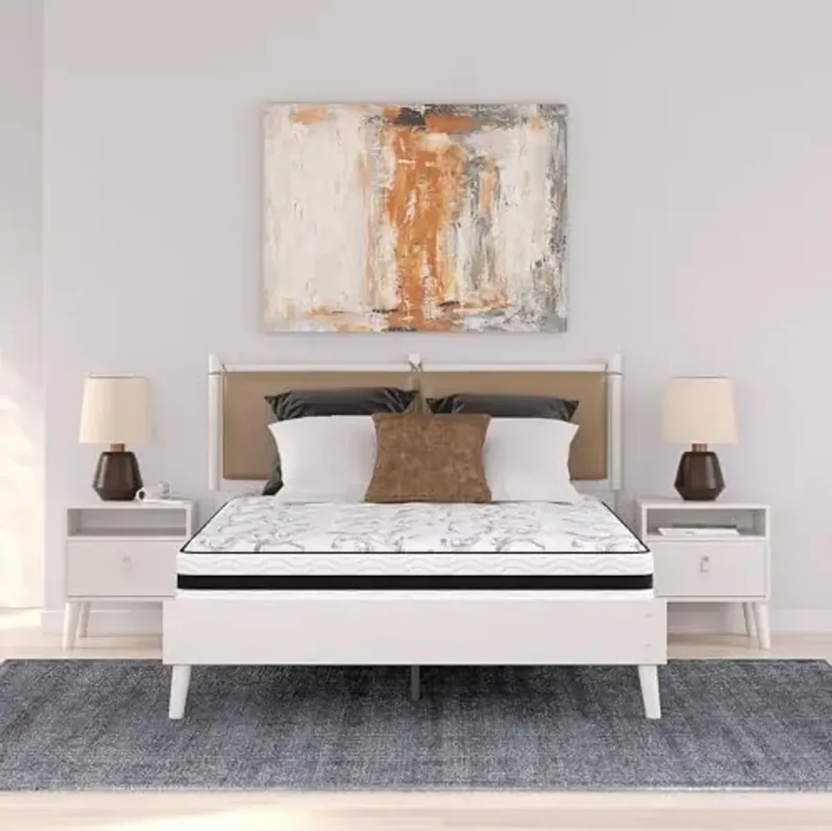Signature Design by Ashley Queen Size Chime 8 Inch Medium Firm Innerspring Mattress with Pressure Relief Quilt Foam, Fiberglass Free, Mattress In A Box