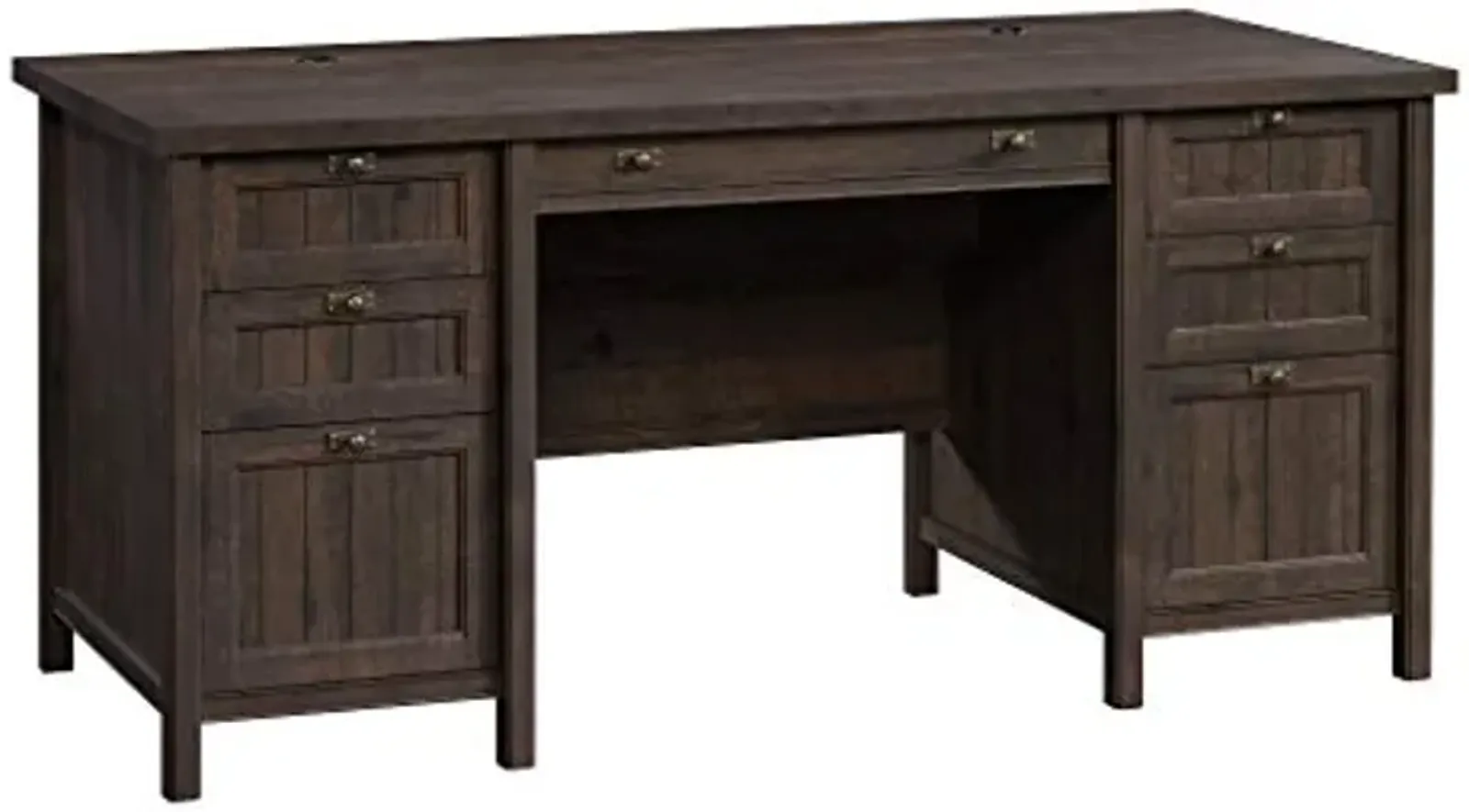 Sauder Costa Office Desk with Drawers, Executive Desk with File Drawer Storage, in Coffee Oak