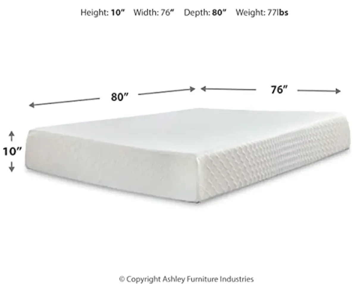 Signature Design by Ashley King Size Chime 10 Inch Medium Firm Memory Foam Mattress with Green Tea & Charcoal Gel for Pressure Relief