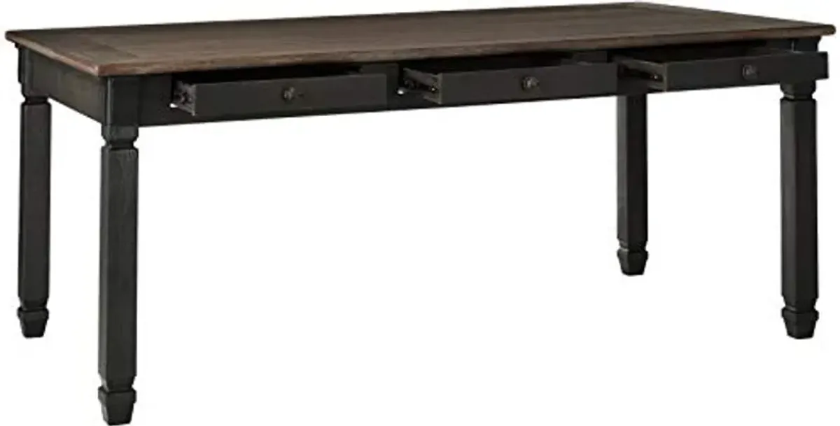 Signature Design by Ashley Tyler Creek Farmhouse Dining Table with Drawers, Seats up to 6, Almost Black