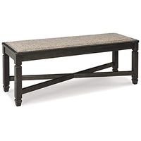 Signature Design by Ashley Tyler Creek Modern Farmhouse Upholstered Dining Room Bench, Antique Black Finish