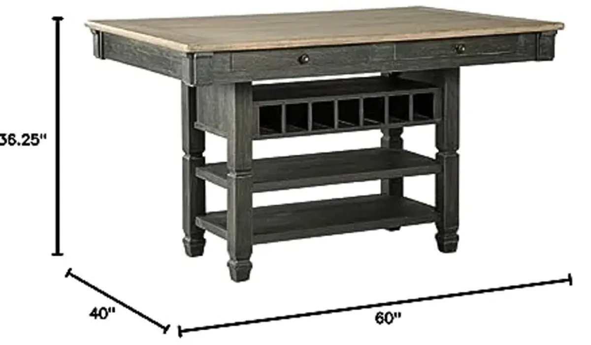 Signature Design by Ashley Tyler Creek Farmhouse 36"Counter Height Dining Table with Wine Rack, Amost Black