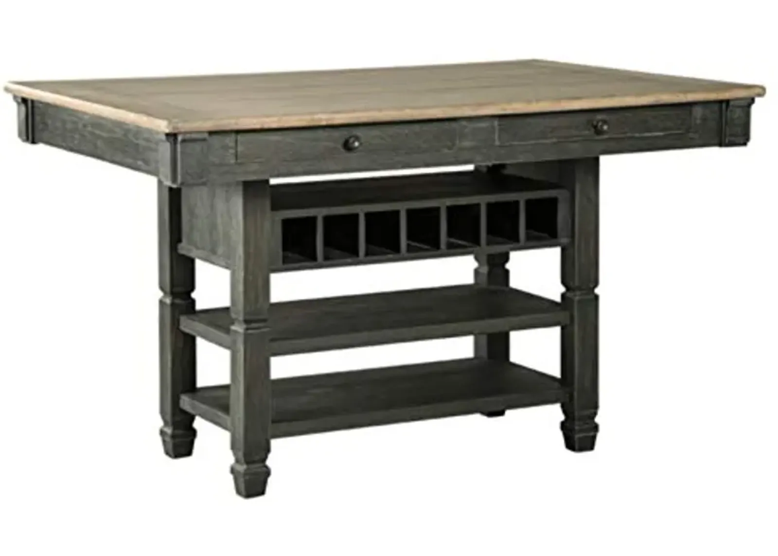 Signature Design by Ashley Tyler Creek Farmhouse 36"Counter Height Dining Table with Wine Rack, Amost Black