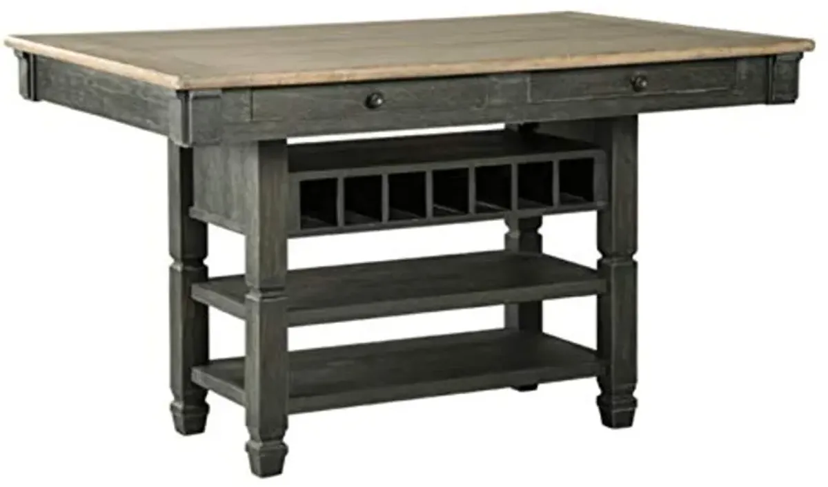 Signature Design by Ashley Tyler Creek Farmhouse 36"Counter Height Dining Table with Wine Rack, Amost Black