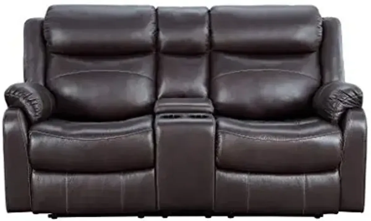 Homelegance Yerba 70" Microfiber Double Reclining Loveseat W, Dark Brown