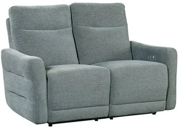 Homelegance Arya Power Double Lay Flat Reclining Love Seat with Power Headrests, 57" W, Dove Fabric