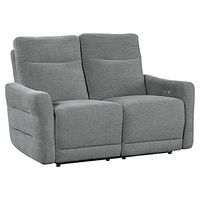 Homelegance Edition 57" Fabric Power Double Lay-Flat Reclining Loveseat, Dove