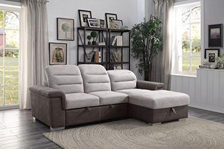 Homelegance Alfio Sectional Sofa with Pull-Out Bed and Hidden Storage, 99"W, Two-Tone Chocolate Fabric