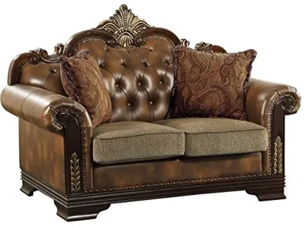 Homelegance 9815-2* Croydon Traditional Two-Tone Love Seat, 65", Brown Leather