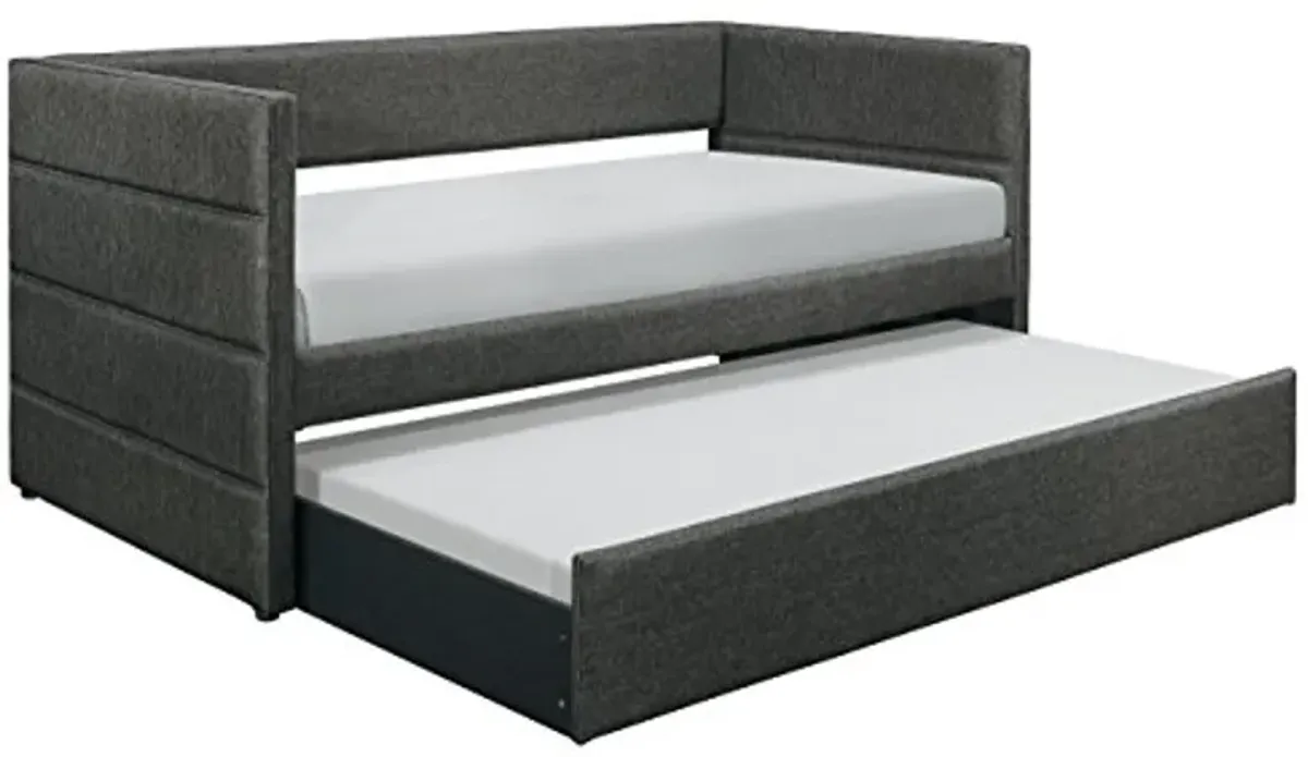 Lexicon Edmund Fabric Upholstered Daybed with Trundle, Twin, Gray