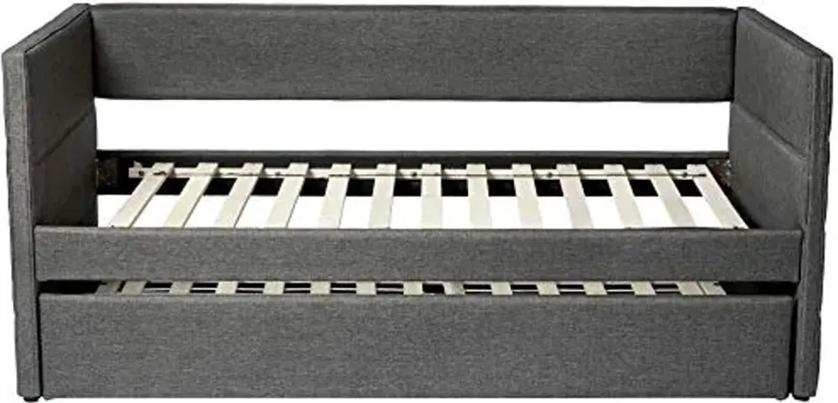 Lexicon Edmund Fabric Upholstered Daybed with Trundle, Twin, Gray