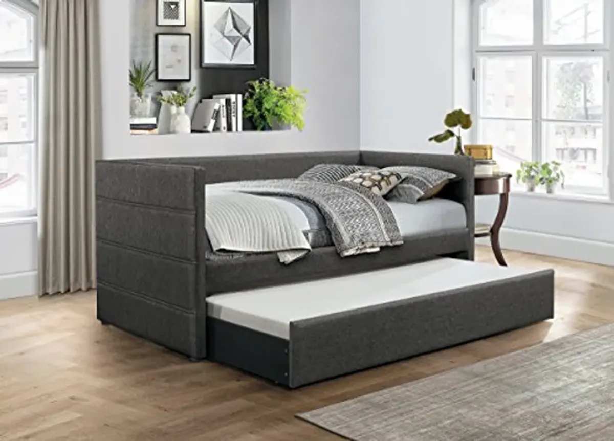 Lexicon Edmund Fabric Upholstered Daybed with Trundle, Twin, Gray