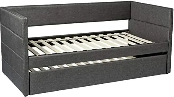 Lexicon Edmund Fabric Upholstered Daybed with Trundle, Twin, Gray