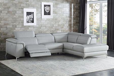 Homelegance 113" x 85" Leather Reclining Sectional Sofa, Gray