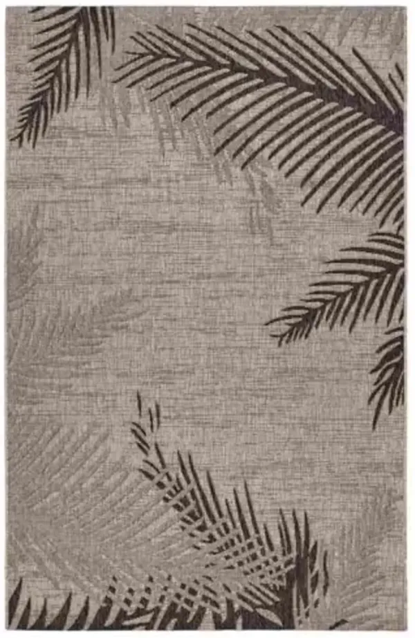 LR Home 8x10 Indoor/Outdoor Area Rug for Home Decor Coastal Palm Leaf Large Size Carpet for Living Room, Bedroom, Playroom, Patio, Garden Modern Farmhouse Rug Black/Gray