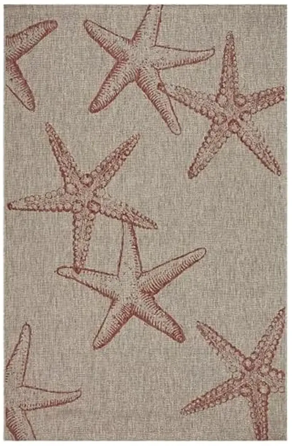 LR Home 8x10Indoor/Outdoor Area Rug for Home Decor | Coastal Starfish Large Size Carpet for Living Room, Bedroom, Playroom, Patio, Garden | Modern Farmhouse Rug | Rust/Biege