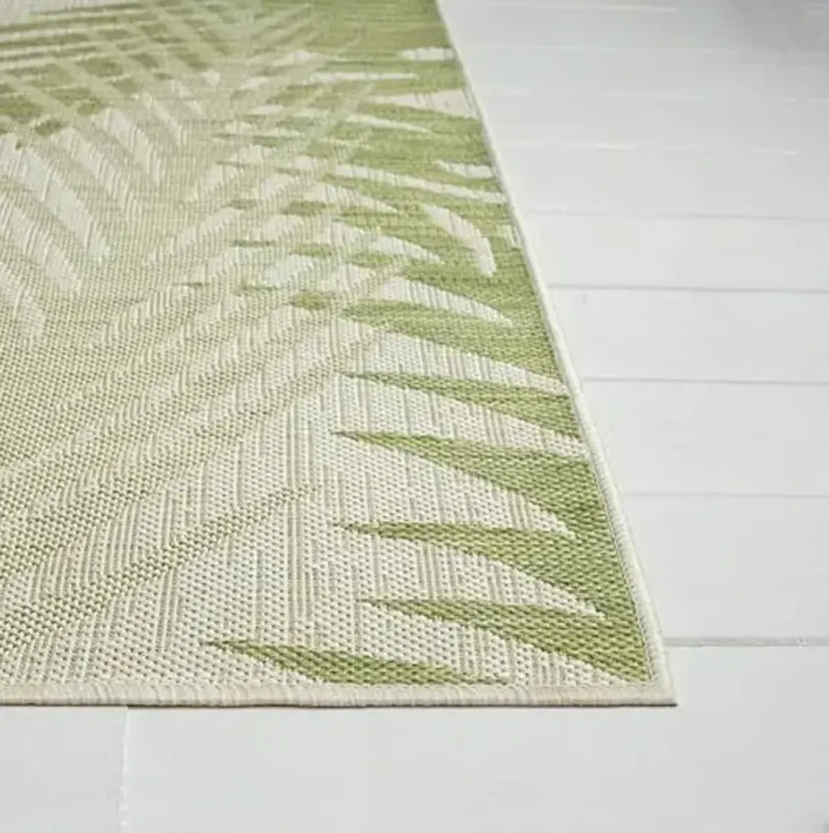 LR Home 8 x 10 Indoor/Outdoor Area Rug for Home Decor | Coastal Palm Leaf large size carpet for living room, bedroom, playroom, patio, garden | Modern farmhouse rug | Green/Beige