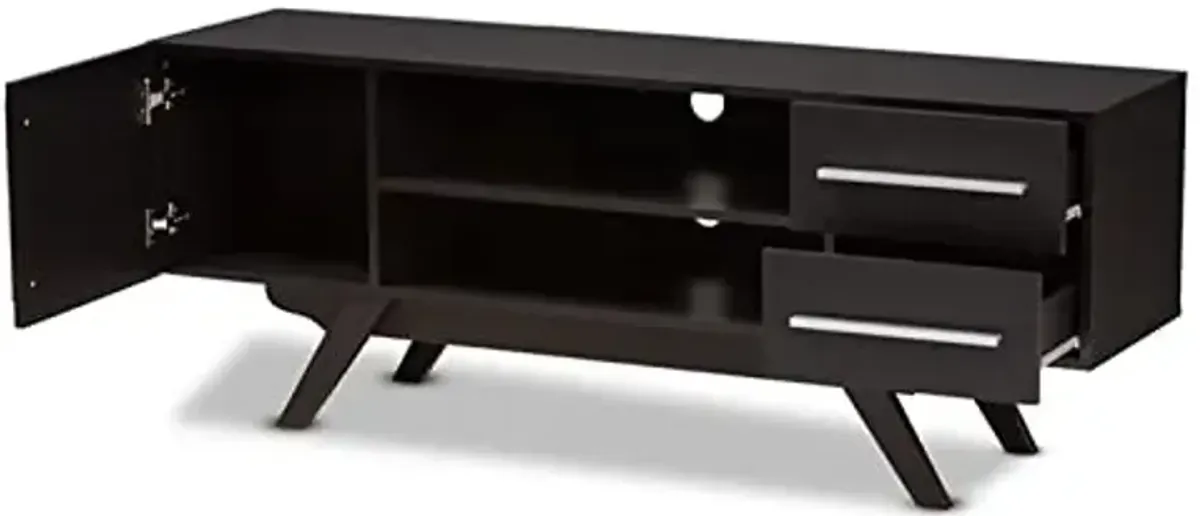 Baxton Studio Ashfield Mid-Century Modern Dark Brown Finished Wood TV Stand/Mid-Century/Brown/Dark Wood/Particle Board/MDF