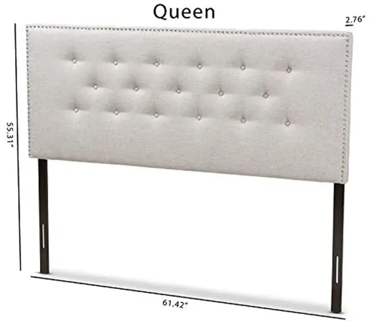 Baxton Studio Windsor Modern and Contemporary Greyish Beige Fabric Upholstered Queen Size Headboard Beige/Queen//Contemporary/Fabric Polyester 100%"/LVL/Foam
