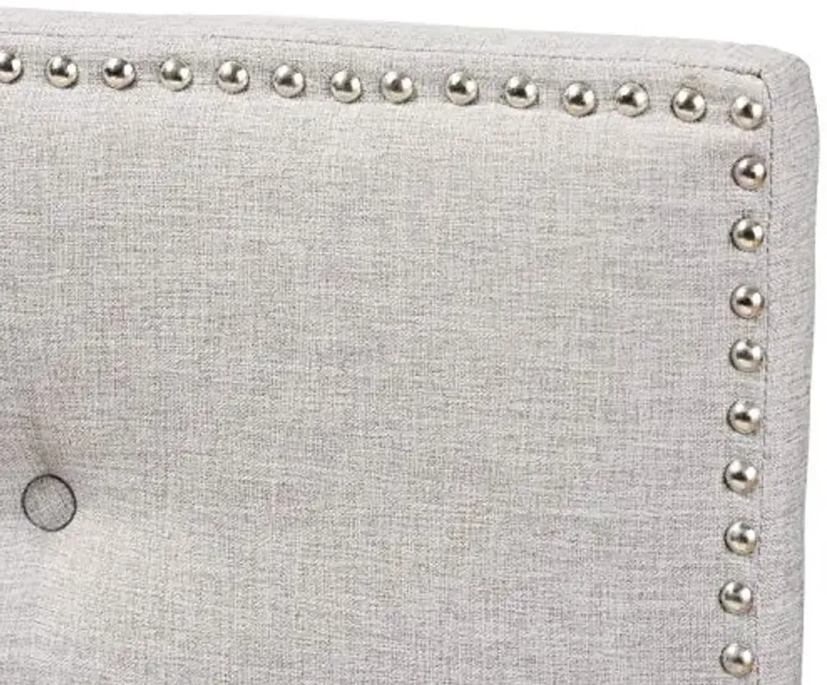 Baxton Studio Windsor Modern and Contemporary Greyish Beige Fabric Upholstered Queen Size Headboard Beige/Queen//Contemporary/Fabric Polyester 100%"/LVL/Foam