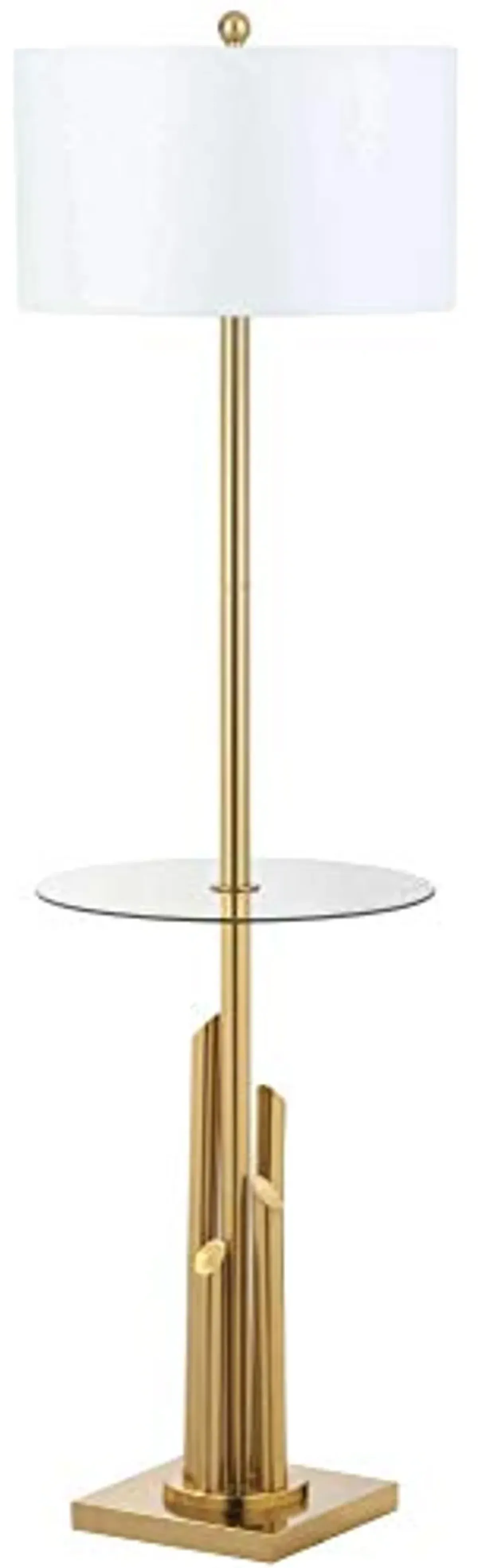 Safavieh FLL4009A Lighting Collection Ambrosio 61" Brass and Gold Side Table Floor Lamp