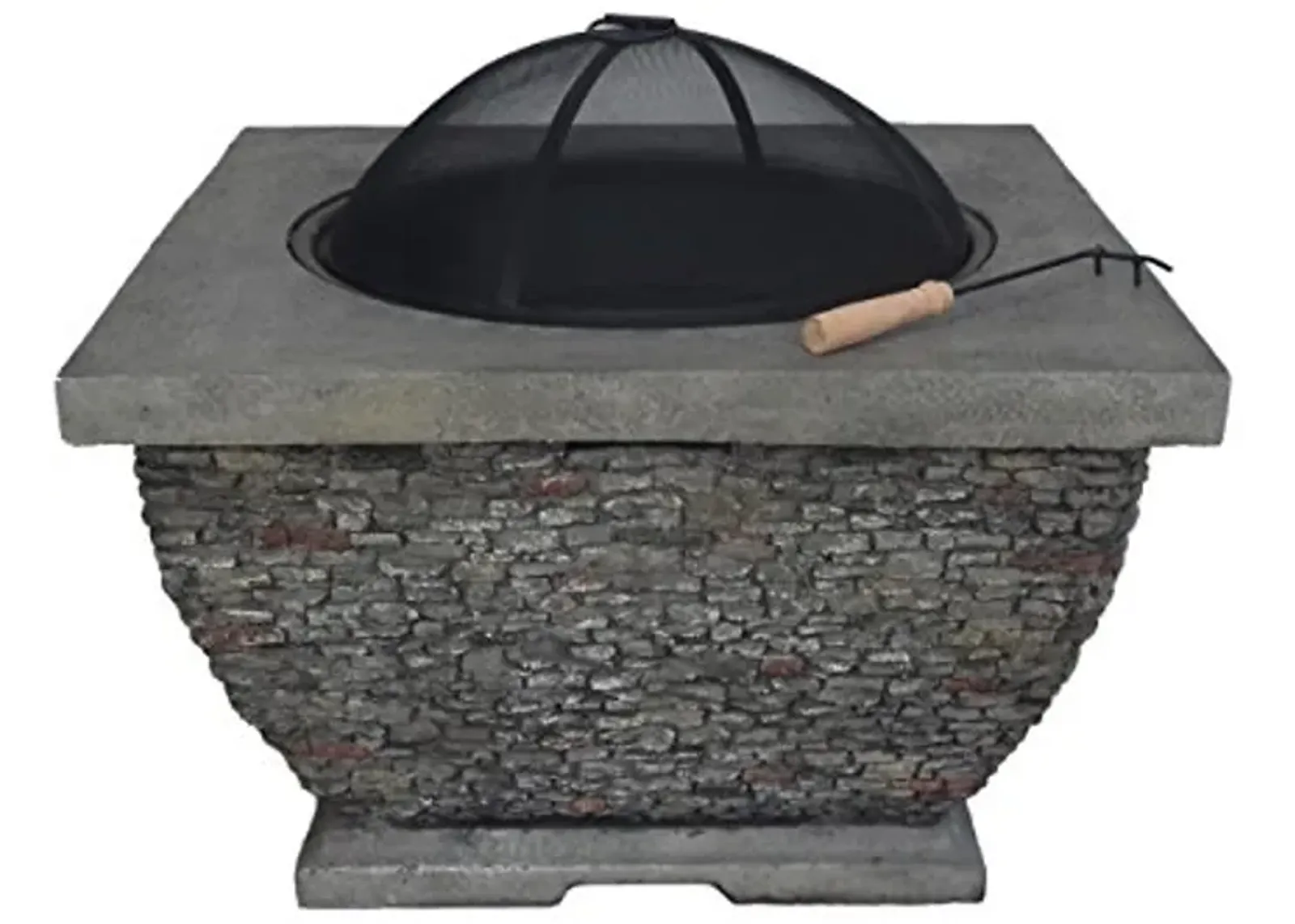 Christopher Knight Home Laraine Outdoor 32" Wood Burning Light-Weight Concrete Square Fire Pit, Grey