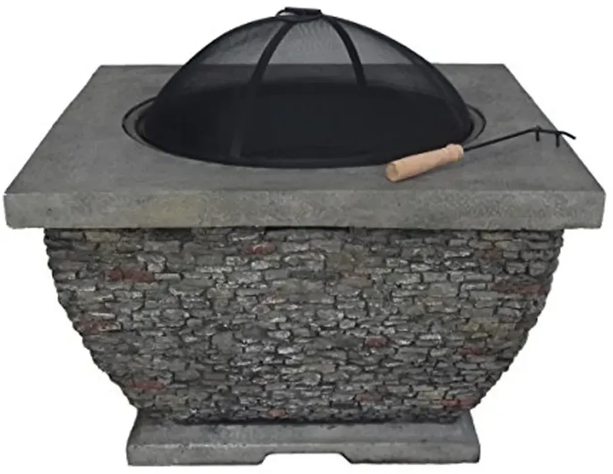 Christopher Knight Home Laraine Outdoor 32" Wood Burning Light-Weight Concrete Square Fire Pit, Grey