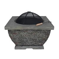 Christopher Knight Home Laraine Outdoor 32" Wood Burning Light-Weight Concrete Square Fire Pit, Grey