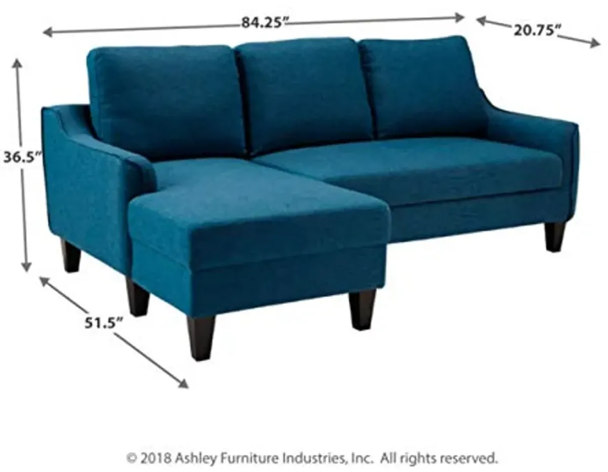 Signature Design by Ashley Jarreau Modern Sectional Sleeper Sofa Couch with Chaise Lounge, Blue