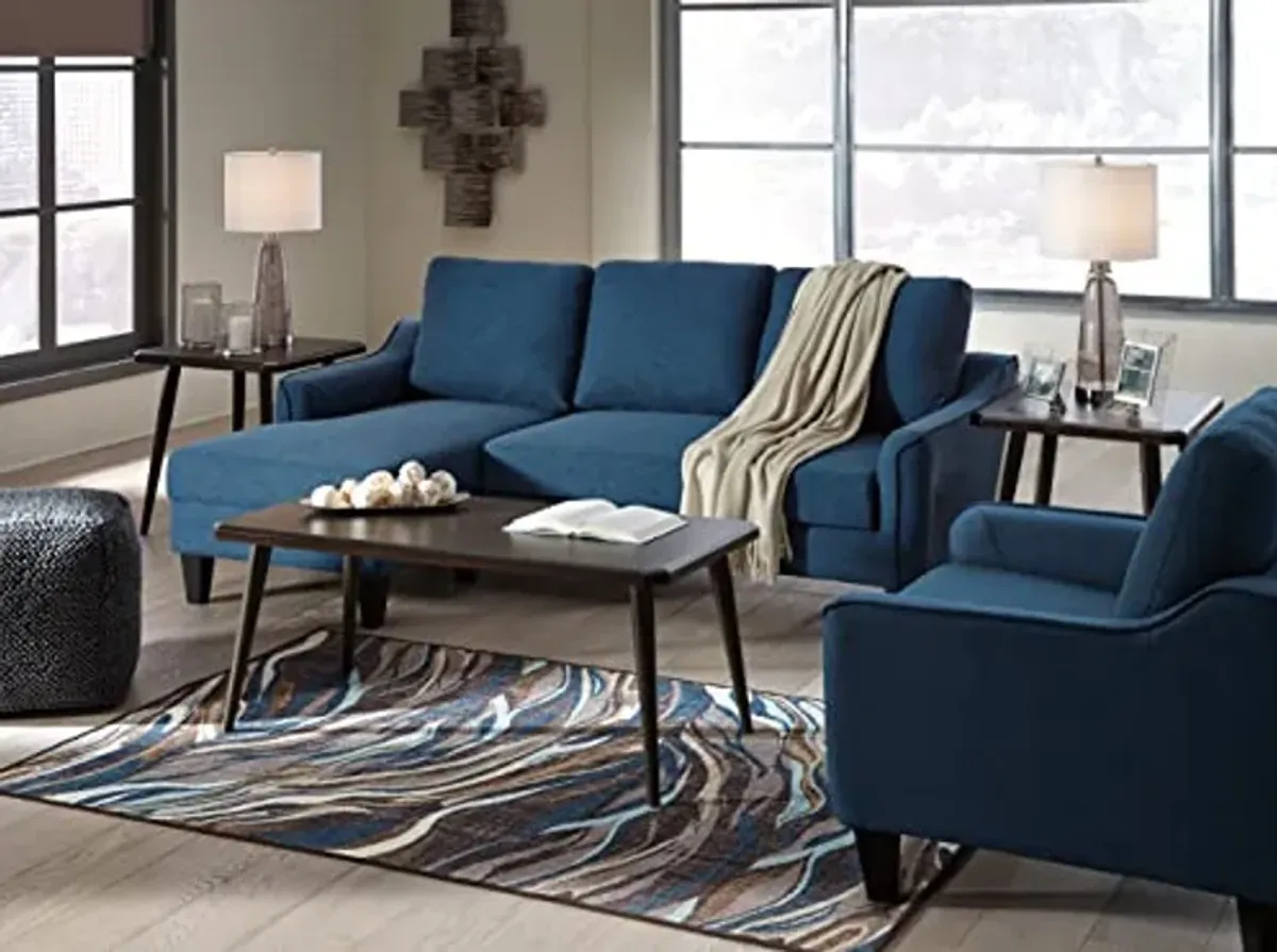 Signature Design by Ashley Jarreau Modern Sectional Sleeper Sofa Couch with Chaise Lounge, Blue