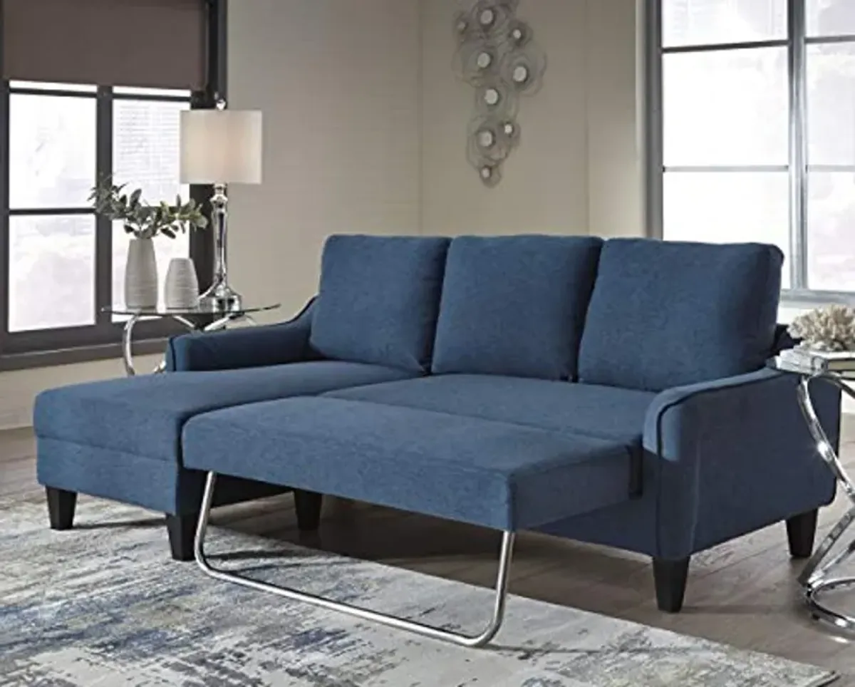 Signature Design by Ashley Jarreau Modern Sectional Sleeper Sofa Couch with Chaise Lounge, Blue