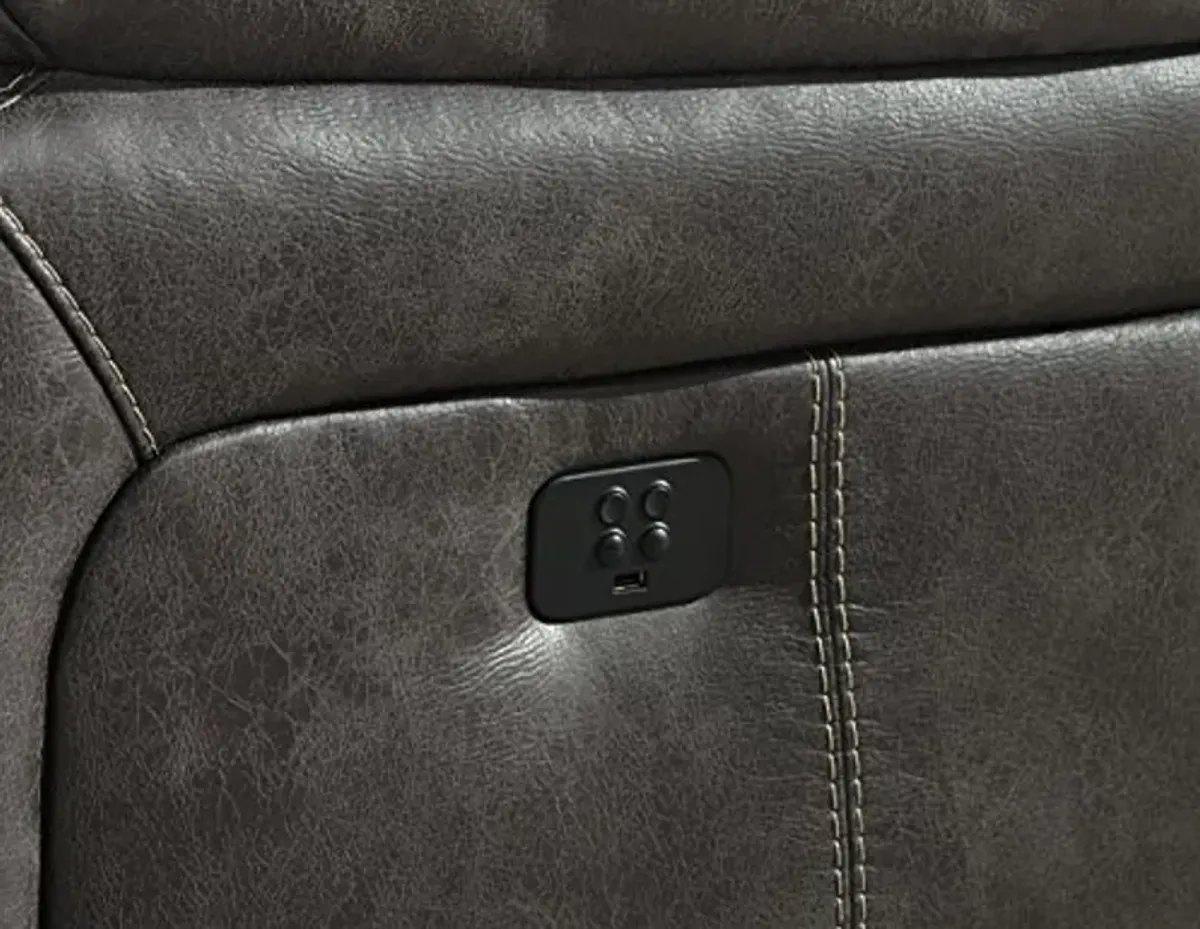 Signature Design by Ashley Dunwell Adjustable Power Rocker Reclining Sofa with USB Charging, Gray