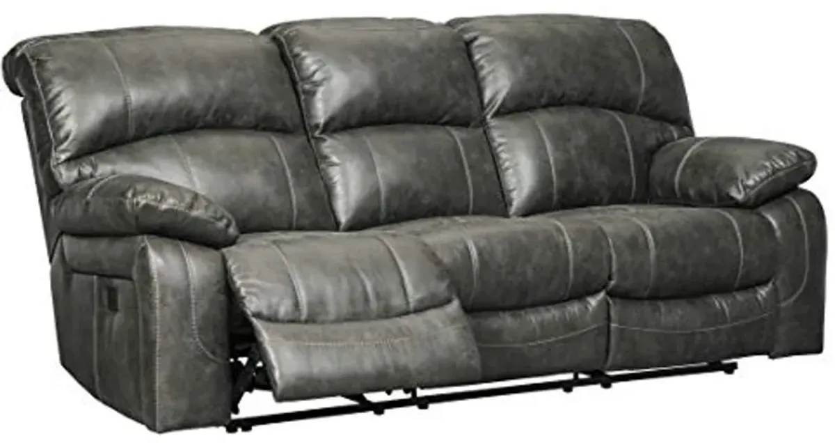 Signature Design by Ashley Dunwell Adjustable Power Rocker Reclining Sofa with USB Charging, Gray