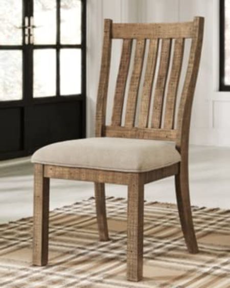 Signature Design by Ashley Grindleburg Farmhouse Upholstered Dining Room Chair, Light Brown 25D x 20.5W x 40H in