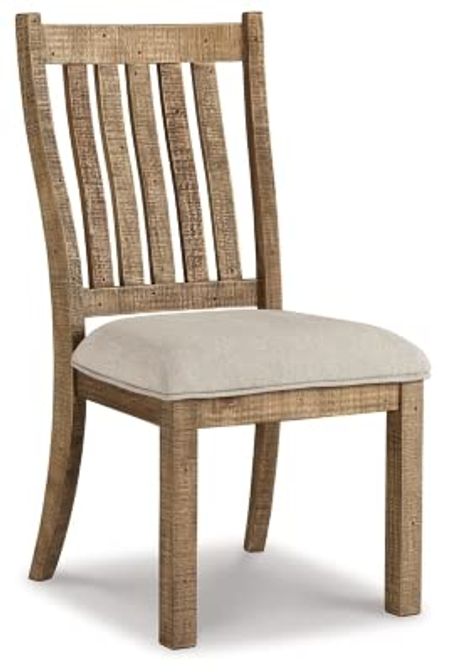 Signature Design by Ashley Grindleburg Farmhouse Upholstered Dining Room Chair, Light Brown 25D x 20.5W x 40H in