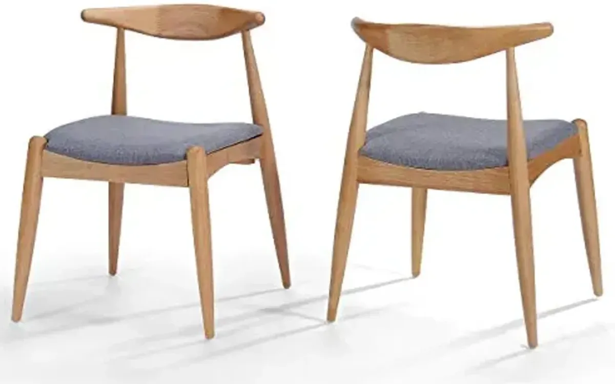 Christopher Knight Home Francie Fabric with Oak Finish Dining Chairs, 2-Pcs Set, Grey / Oak