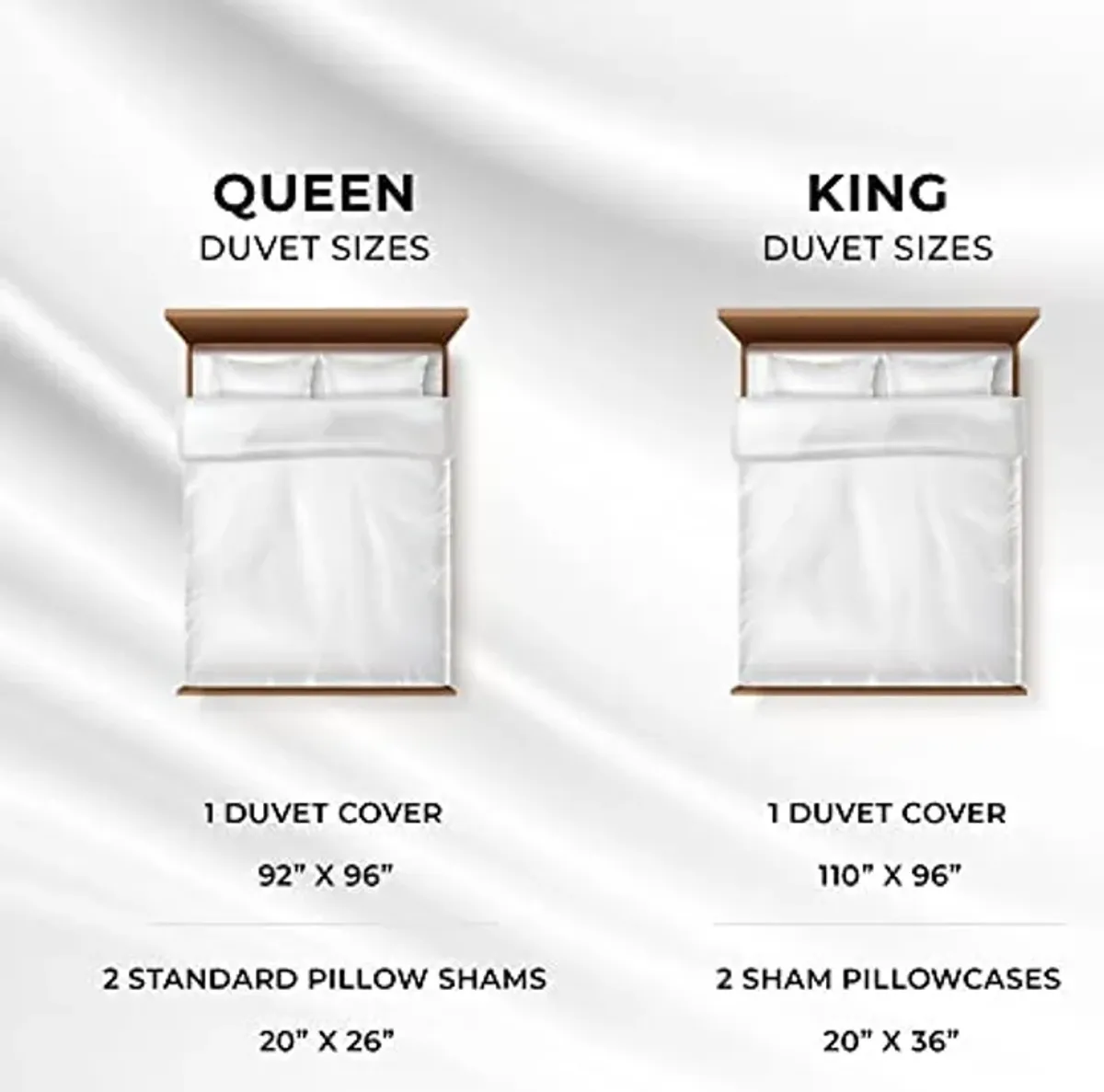 Tribeca Living Egyptian Cotton King Duvet Cover Set, 3pc Oversized Plain Bedding Set Includes King Duvet Cover And Two Sham Pillowcases, 600 Thread Count, White